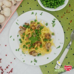 Tagliolini con Funghi e Piselli