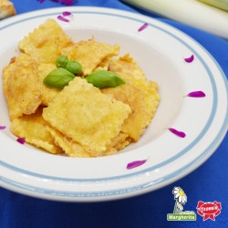 Gobbi porri e salsiccia fritti